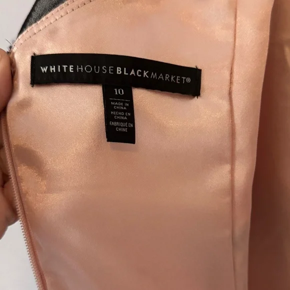 White House Black Market Red Floral Organza Dress Peach Satin Black Accents 10 - Picture 5 of 16